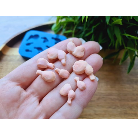 Silicone mold, Chicken legs, 1:12 scale, style 1, 8 elements, ~ 0.5-1.6 cm, H:0.2-0.5 cm