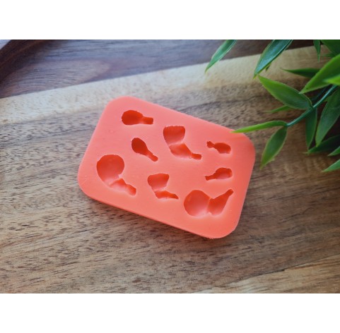 Silicone mold, Chicken legs, 1:12 scale, style 1, 8 elements, ~ 0.5-1.6 cm, H:0.2-0.5 cm