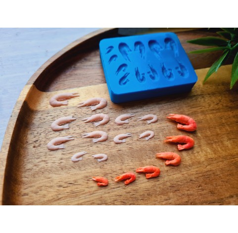 Silicone mold, Lobster, scale 1:12, style 1, 12 elements, ~ 0.4-1.8 cm, H:0.2 cm