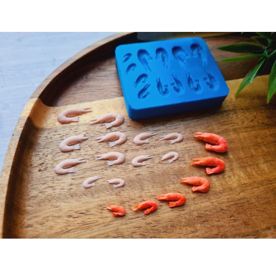 Silicone mold, Lobster, scale 1:12, style 1, 12 elements, ~ 0.4-1.8 cm, H:0.2 cm
