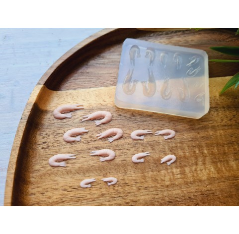 Silicone mold, Lobster, scale 1:12, style 1, 12 elements, ~ 0.4-1.8 cm, H:0.2 cm
