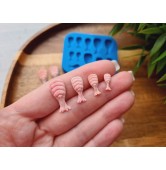 Silicone mold, Lobster, scale 1:12, style 2, peeled tail, 11 elements, ~ 0.4-2.1 cm, H:0.2-0.4 cm