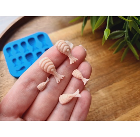 Silicone mold, Lobster, scale 1:12, style 2, peeled tail, 11 elements, ~ 0.4-2.1 cm, H:0.2-0.4 cm