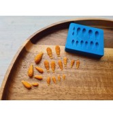 Silicone mold, Shrimp, 1:12 scale, style 3, breaded, 12 elements, ~ 0.2-1.7 cm, H:0.2 cm
