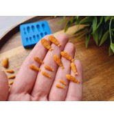 Silicone mold, Shrimp, 1:12 scale, style 3, breaded, 12 elements, ~ 0.2-1.7 cm, H:0.2 cm