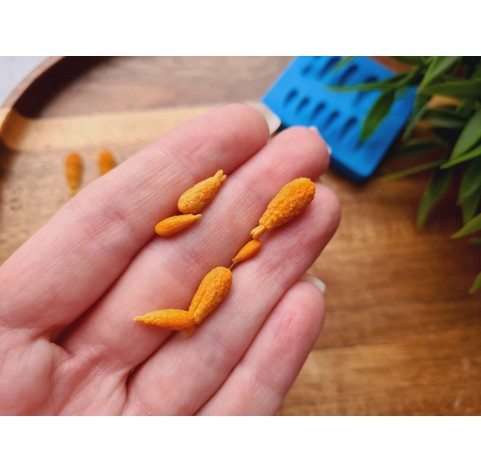 Silicone mold, Shrimp, 1:12 scale, style 3, breaded, 12 elements, ~ 0.2-1.7 cm, H:0.2 cm