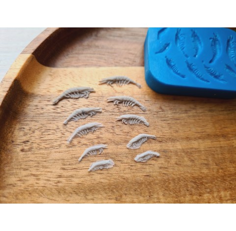 Silicone mold, Shrimp, 1:12 scale, style 4, 10 elements, ~ 0.1-1.7 cm, H:0.1 cm