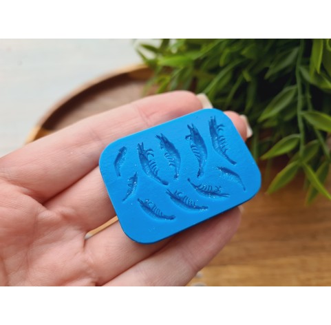 Silicone mold, Shrimp, 1:12 scale, style 4, 10 elements, ~ 0.1-1.7 cm, H:0.1 cm