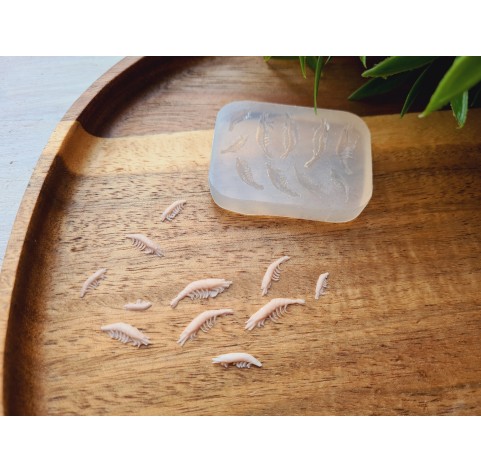 Silicone mold, Shrimp, 1:12 scale, style 4, 10 elements, ~ 0.1-1.7 cm, H:0.1 cm
