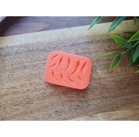 Silicone mold, Shrimp, 1:12 scale, style 4, 10 elements, ~ 0.1-1.7 cm, H:0.1 cm
