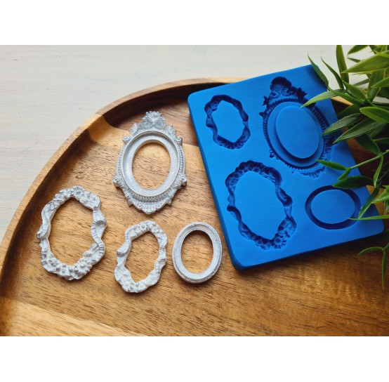 Silicone mold, Frame, style 2, 4 elements, ~ 2.3-6 cm, H:0.5 cm