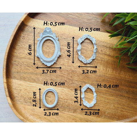 Silicone mold, Frame, style 2, 4 elements, ~ 2.3-6 cm, H:0.5 cm