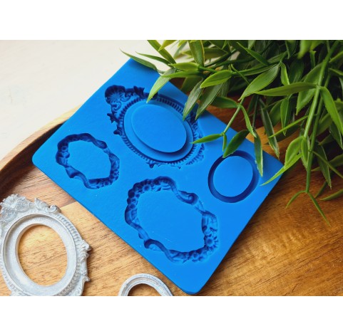 Silicone mold, Frame, style 2, 4 elements, ~ 2.3-6 cm, H:0.5 cm