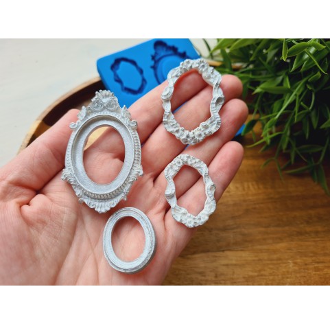 Silicone mold, Frame, style 2, 4 elements, ~ 2.3-6 cm, H:0.5 cm