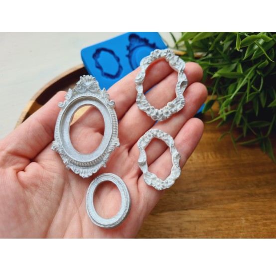 Silicone mold, Frame, style 2, 4 elements, ~ 2.3-6 cm, H:0.5 cm