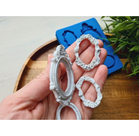 Silicone mold, Frame, style 2, 4 elements, ~ 2.3-6 cm, H:0.5 cm