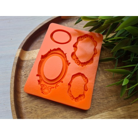 Silicone mold, Frame, style 2, 4 elements, ~ 2.3-6 cm, H:0.5 cm