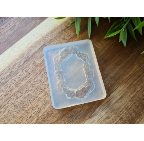 Silicone mold, Frame, style 3, with flowers, ~ 3.2*4.9 cm, H:0.5 cm