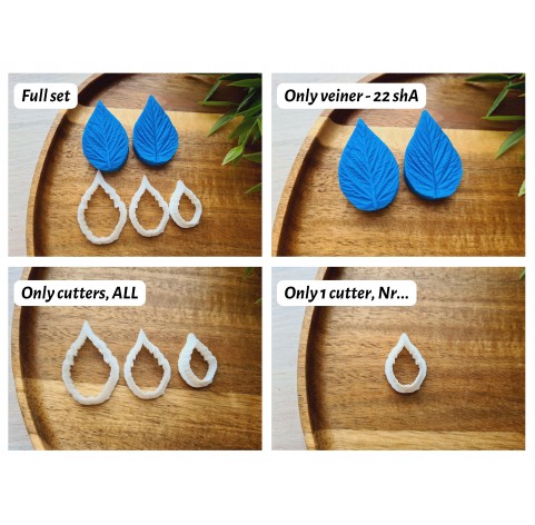 Silicone veiner, Raspberry leaf, style 1, set or individually