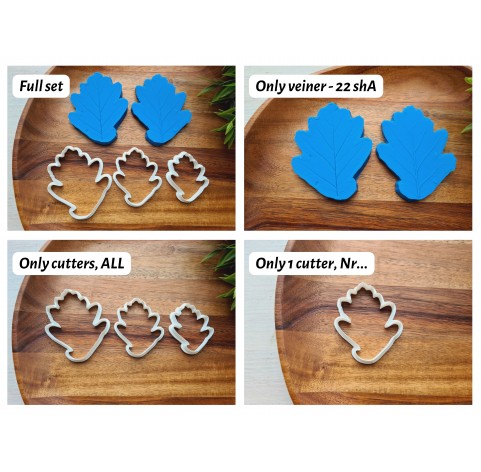 Silicone veiner, Oak leaf, style 2, set or individually