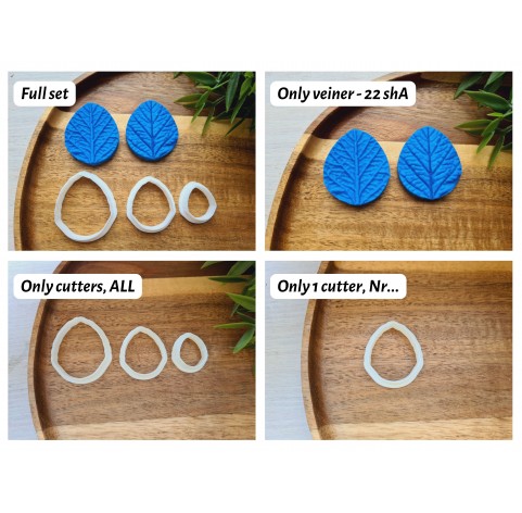 Silicone veiner, Leaf, style 2, set or individually