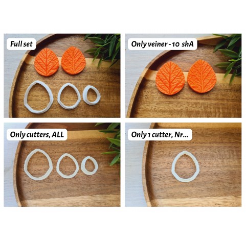 Silicone veiner, Leaf, style 2, set or individually