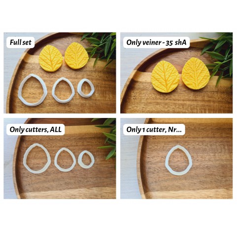 Silicone veiner, Leaf, style 2, set or individually