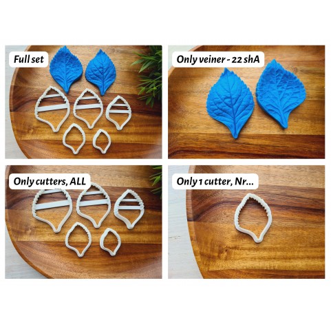 Silicone veiner, Hydrangea leaf, style 2, set or individually