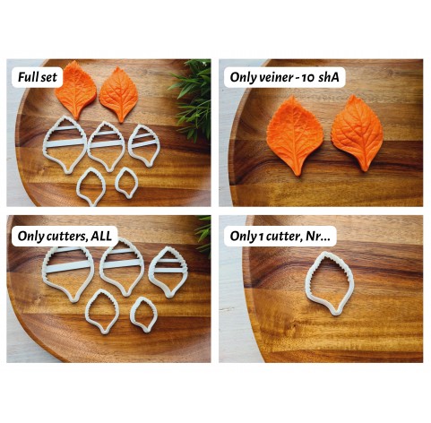 Silicone veiner, Hydrangea leaf, style 2, set or individually