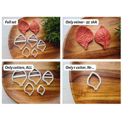 Silicone veiner, Hydrangea leaf, style 2, set or individually