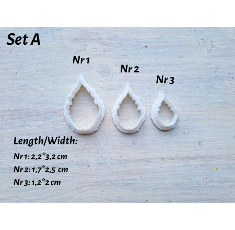 Silicone veiner, Poinsettia leaf, style 1, set A, set or individually