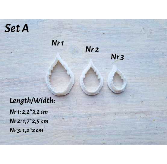 Silicone veiner, Poinsettia leaf, style 1, set A, set or individually