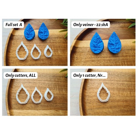 Silicone veiner, Poinsettia leaf, style 1, set A, set or individually