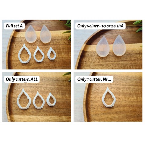 Silicone veiner, Poinsettia leaf, style 1, set A, set or individually