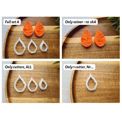Silicone veiner, Poinsettia leaf, style 1, set A, set or individually