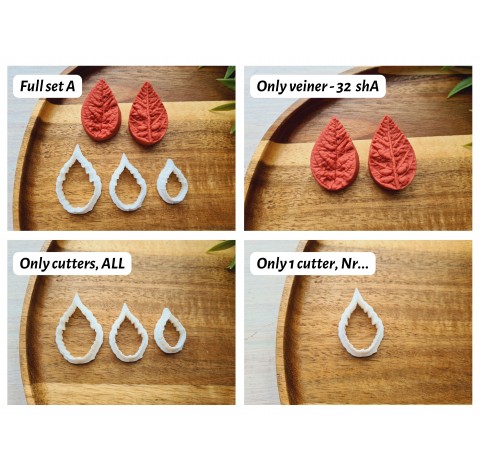 Silicone veiner, Poinsettia leaf, style 1, set A, set or individually