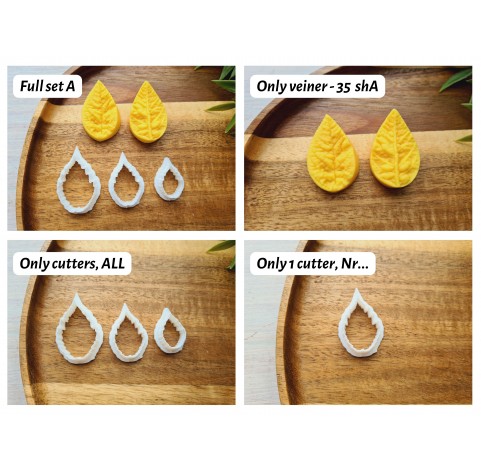 Silicone veiner, Poinsettia leaf, style 1, set A, set or individually