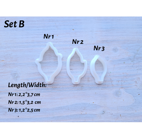 Silicone veiner, Poinsettia leaf, style 1, set B, set or individually