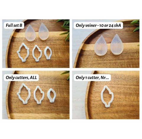 Silicone veiner, Poinsettia leaf, style 1, set B, set or individually
