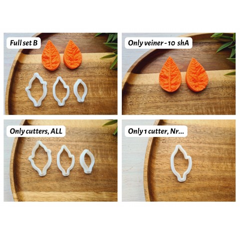 Silicone veiner, Poinsettia leaf, style 1, set B, set or individually