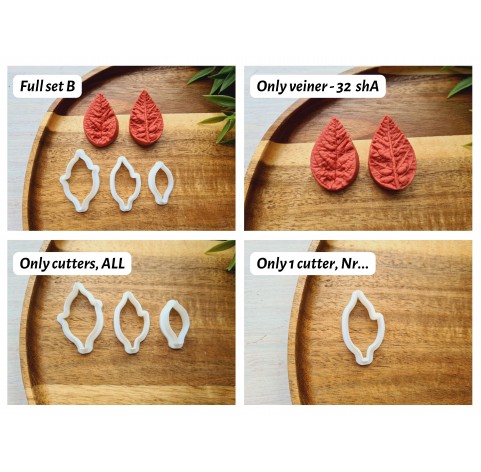 Silicone veiner, Poinsettia leaf, style 1, set B, set or individually