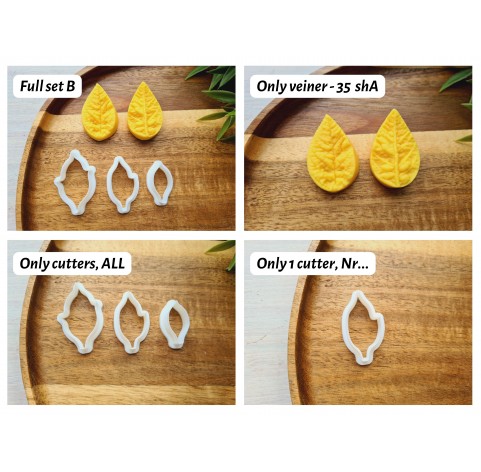 Silicone veiner, Poinsettia leaf, style 1, set B, set or individually