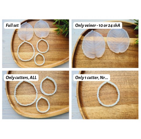 Silicone veiner, Rose leaf, style 1, set or individually