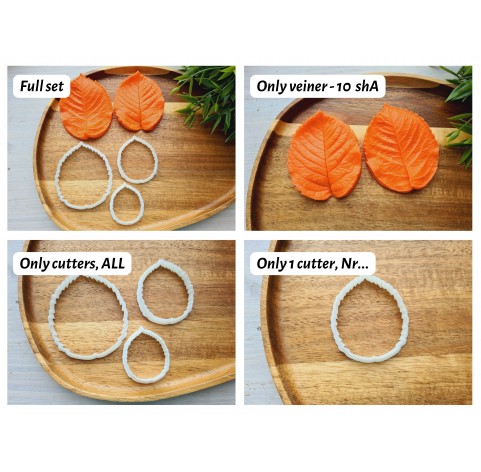 Silicone veiner, Rose leaf, style 1, set or individually