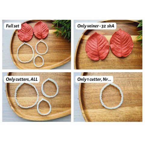 Silicone veiner, Rose leaf, style 1, set or individually