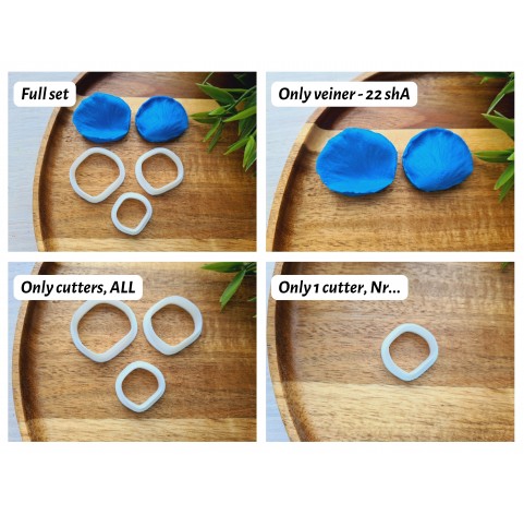 Silicone veiner, Rose petal texture, style 5, set or individually