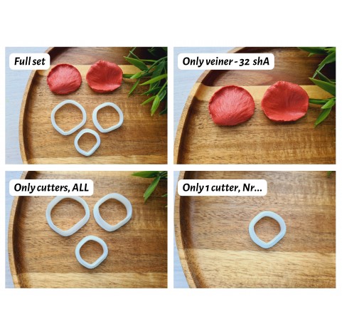 Silicone veiner, Rose petal texture, style 5, set or individually