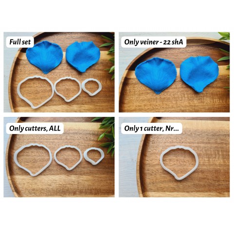Silicone veiner, Rose petal texture, style 1, set or individually