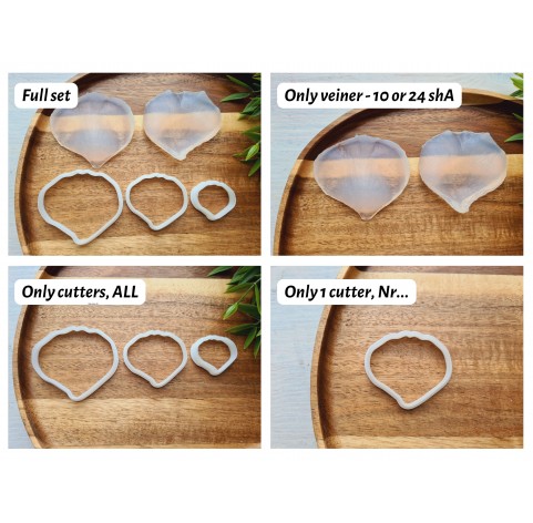 Silicone veiner, Rose petal texture, style 1, set or individually