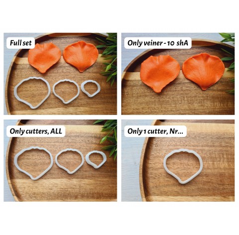 Silicone veiner, Rose petal texture, style 1, set or individually